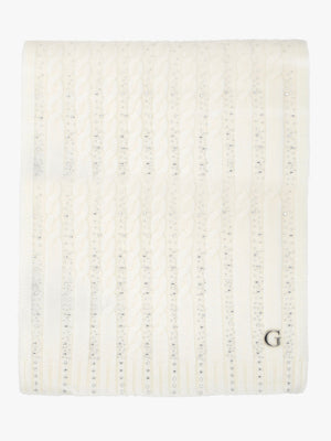 Cream Knitted G Logo Diamante Scarf
