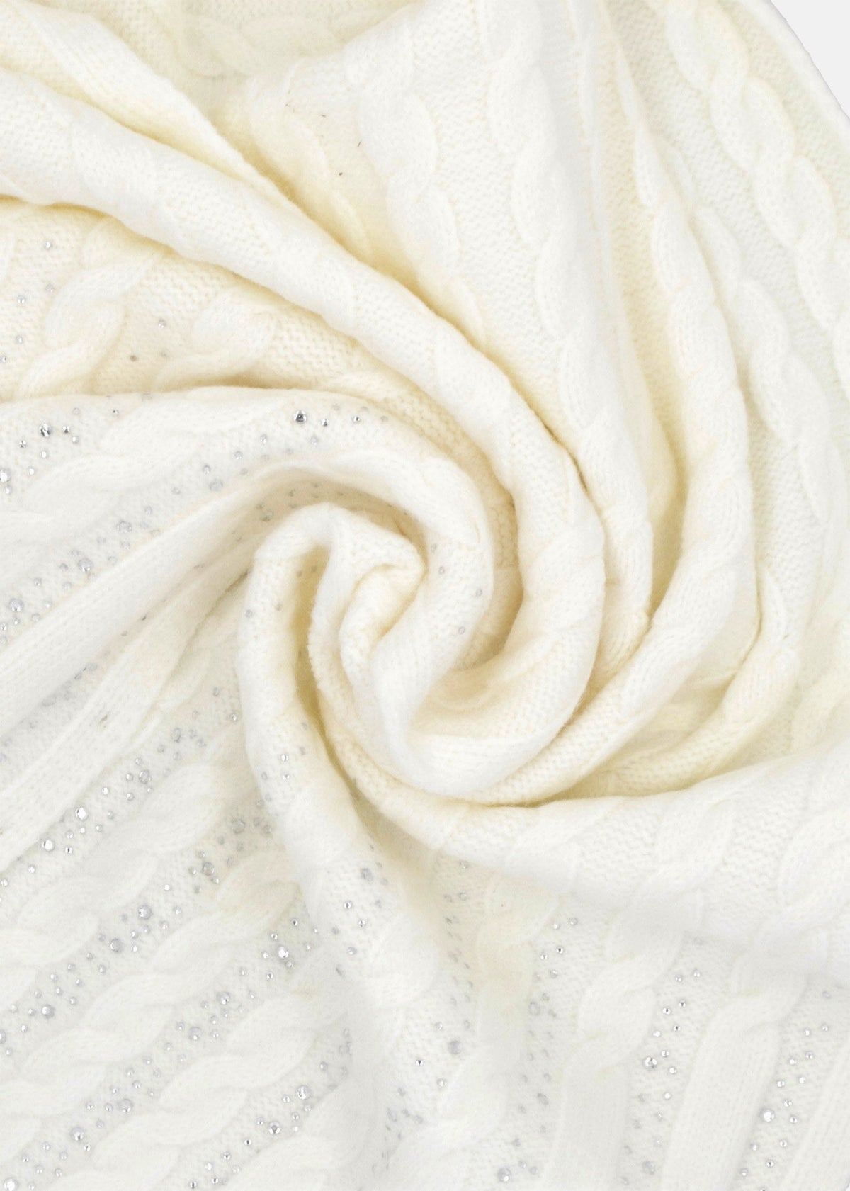 Cream Knitted G Logo Diamante Scarf