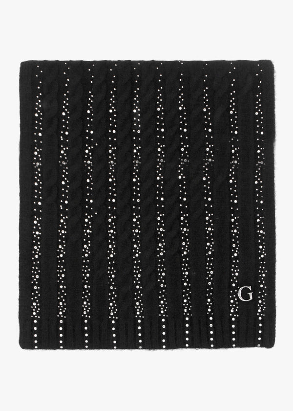 Black Knitted G Logo Diamante Scarf