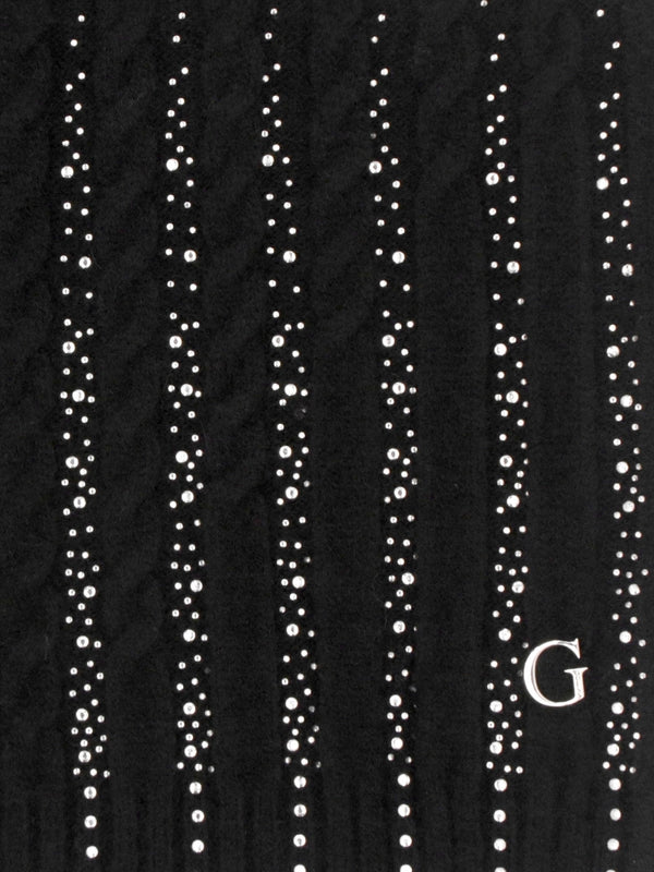 Black Knitted G Logo Diamante Scarf