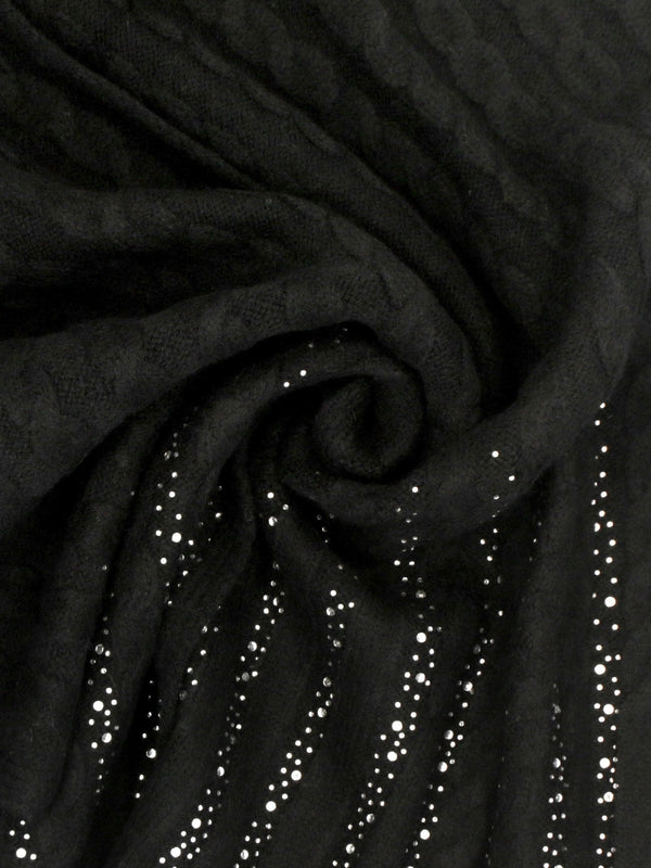 Black Knitted G Logo Diamante Scarf