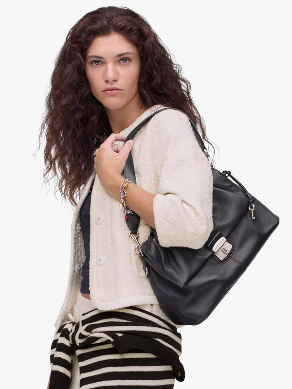The Cristina Black Leather Messenger Bag
