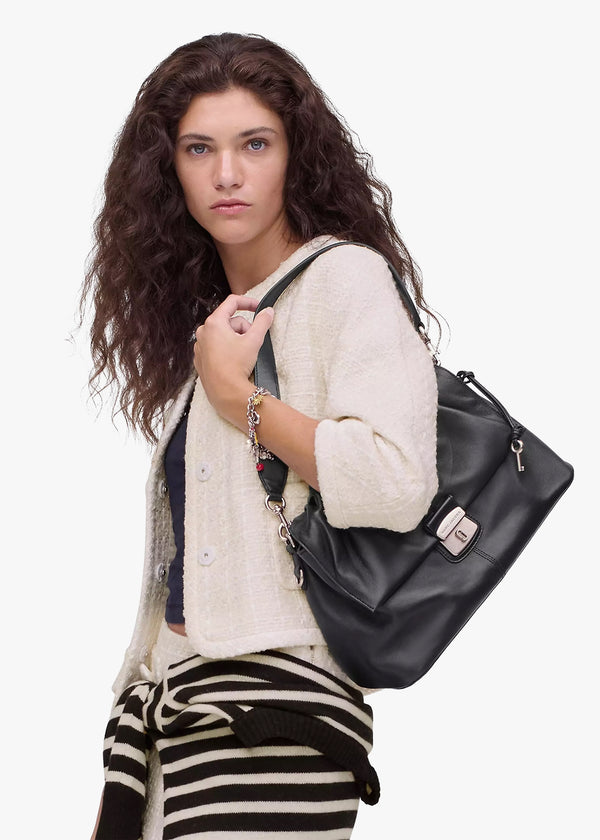 The Cristina Black Leather Messenger Bag