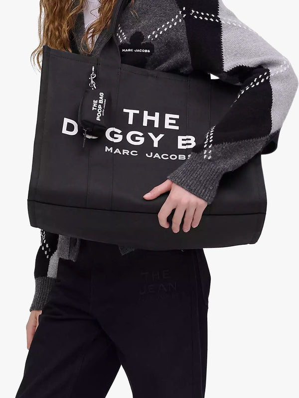 The Large Black Cotton Doggy Tote Bag