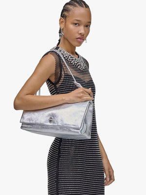 The Metallic Large Dual Silver Shoulder Bag