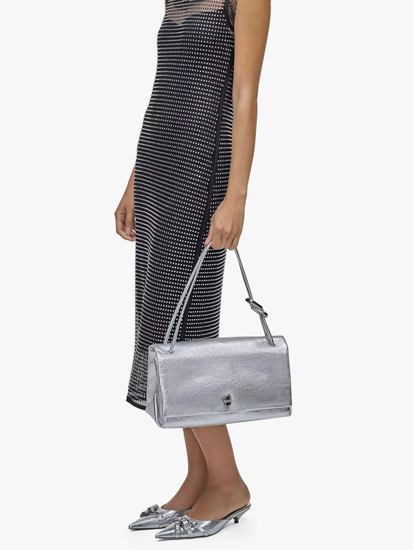 The Metallic Large Dual Silver Shoulder Bag