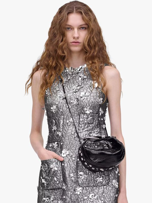 The Crinkle Patent Black Leather Party Bag
