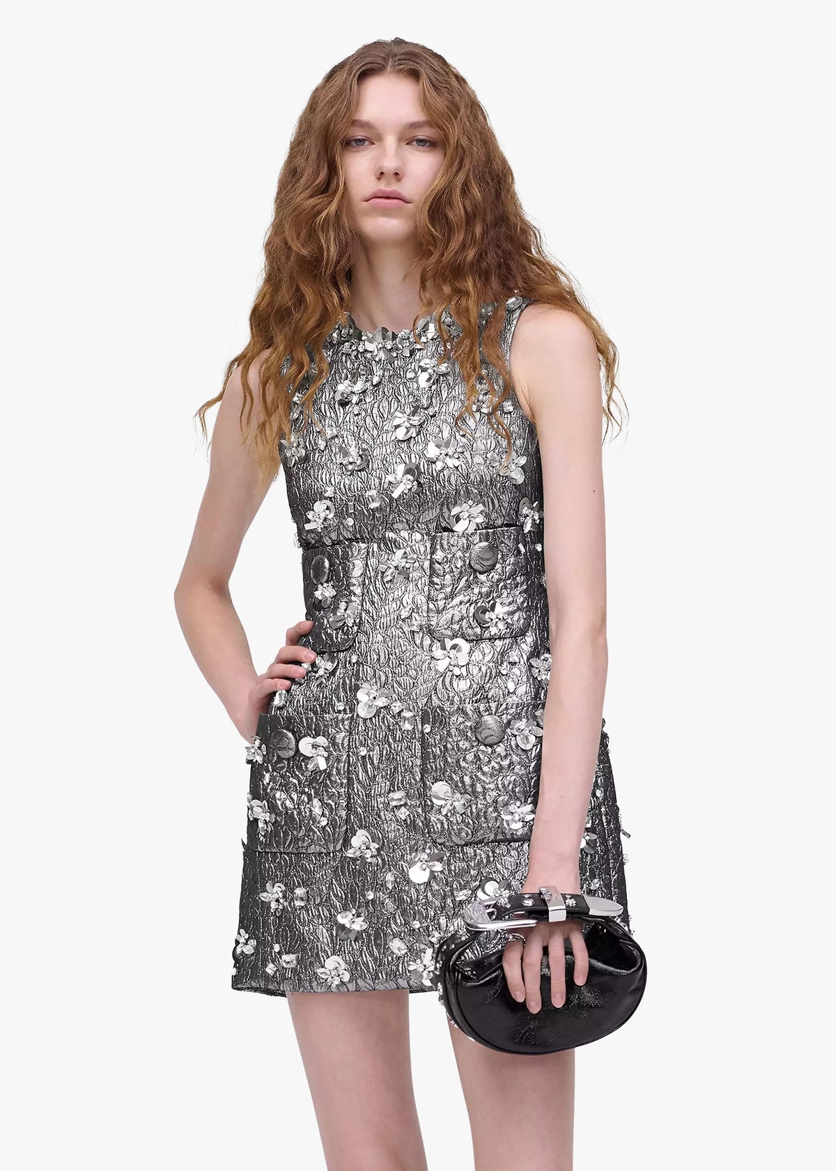 The Crinkle Patent Black Leather Party Bag