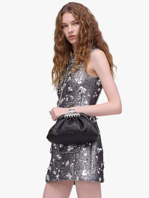 The Glam Small Black Leather Clutch Bag