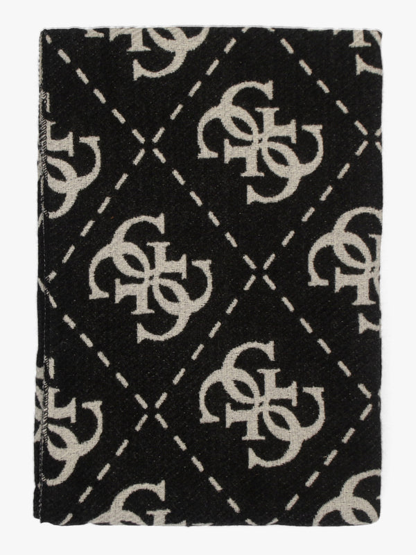 Black & Beige Oversized Monogram Scarf