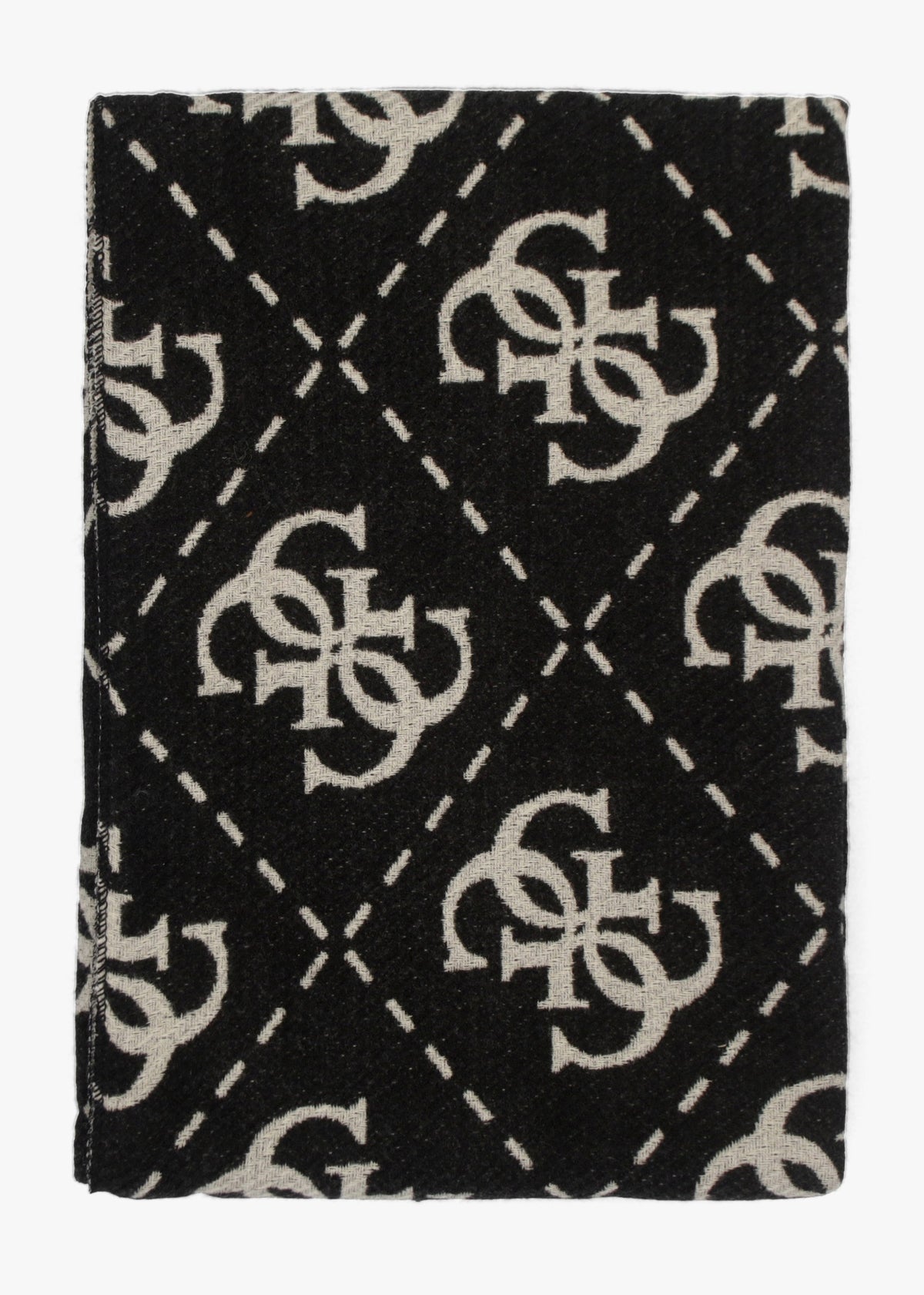 Black & Beige Oversized Monogram Scarf