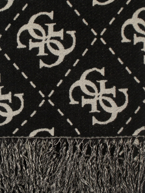 Black & Beige Oversized Monogram Scarf
