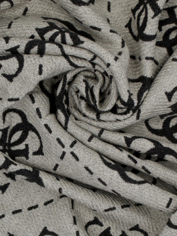 Black & Beige Oversized Monogram Scarf