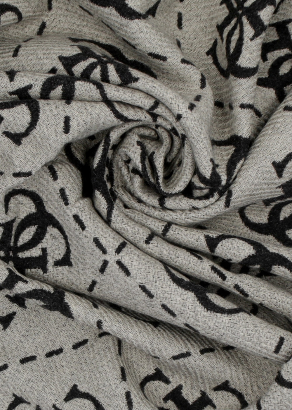 Black & Beige Oversized Monogram Scarf