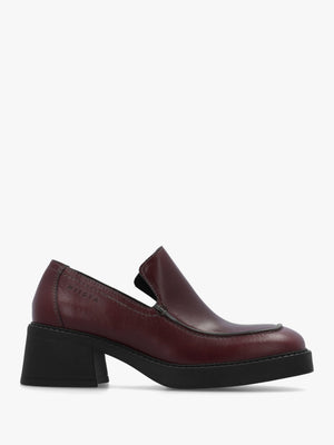 Kairon Burgundy Leather Block Heel Loafers