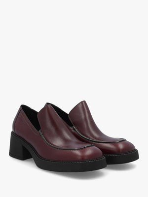 Kairon Burgundy Leather Block Heel Loafers