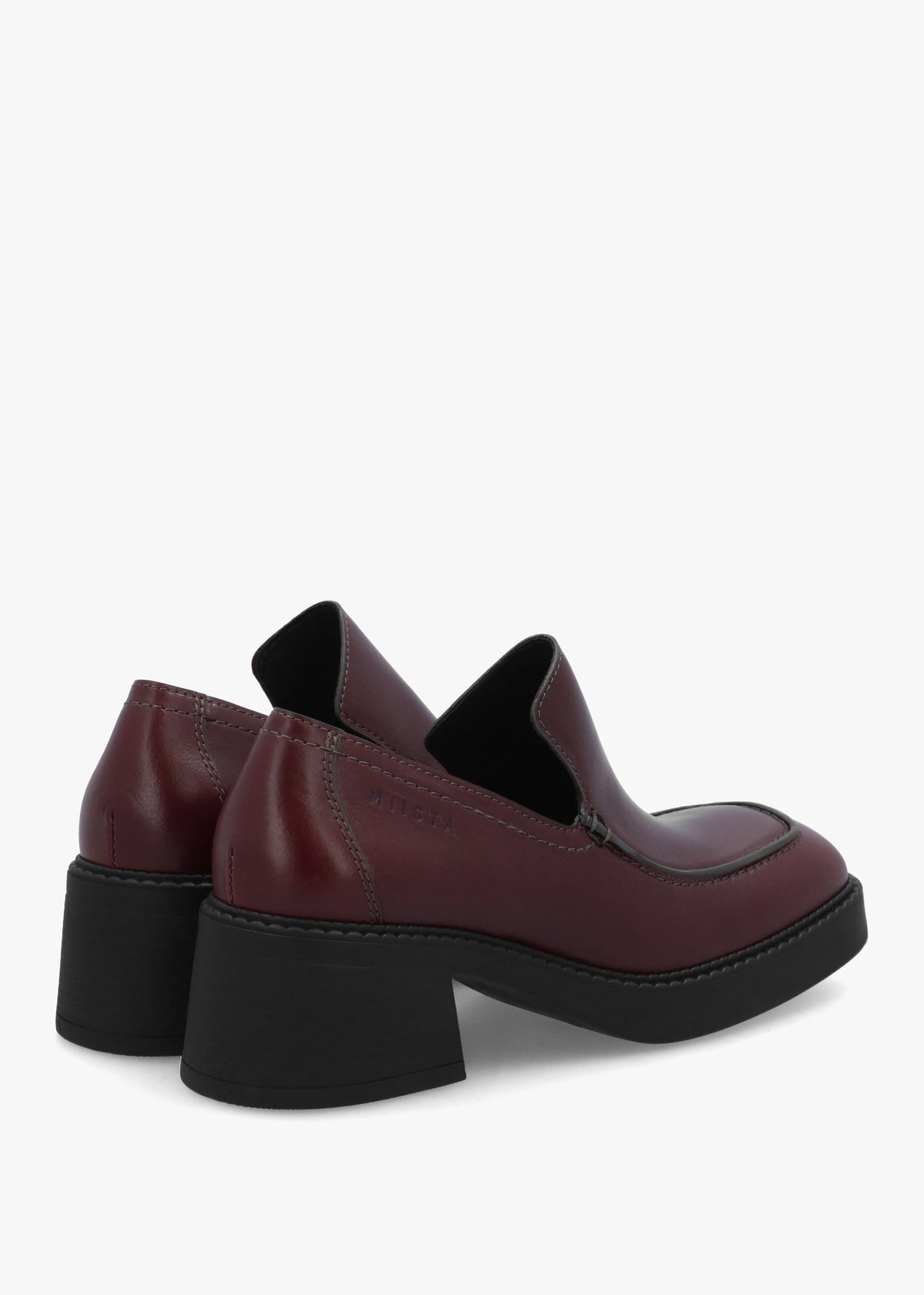Kairon Burgundy Leather Block Heel Loafers