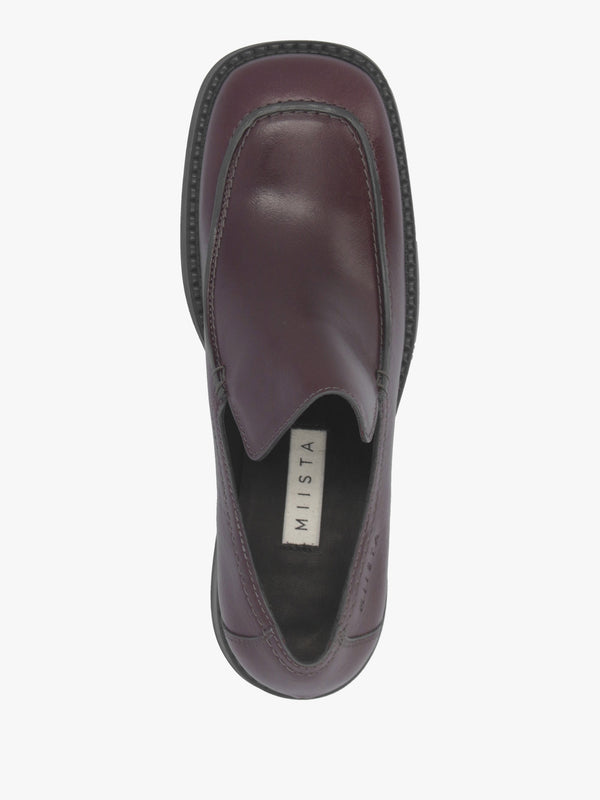 Kairon Burgundy Leather Block Heel Loafers