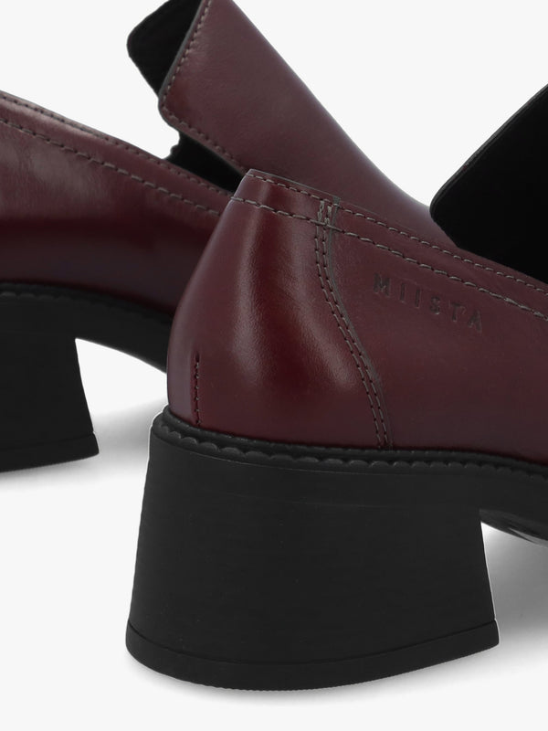 Kairon Burgundy Leather Block Heel Loafers
