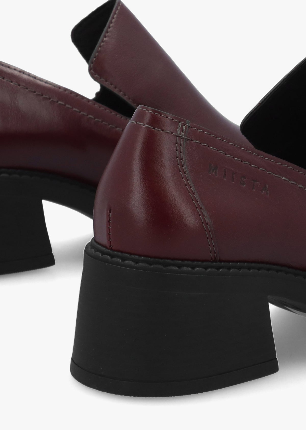 Kairon Burgundy Leather Block Heel Loafers