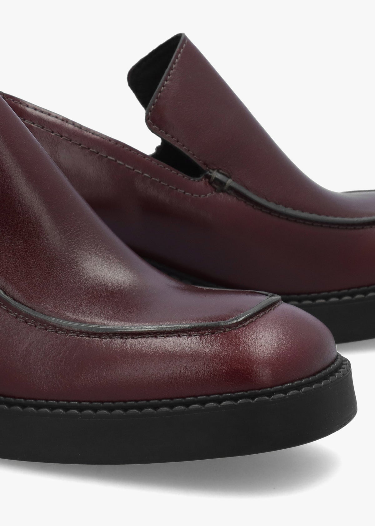 Kairon Burgundy Leather Block Heel Loafers