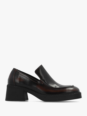 Kairon Brown Leather Block Heel Loafers