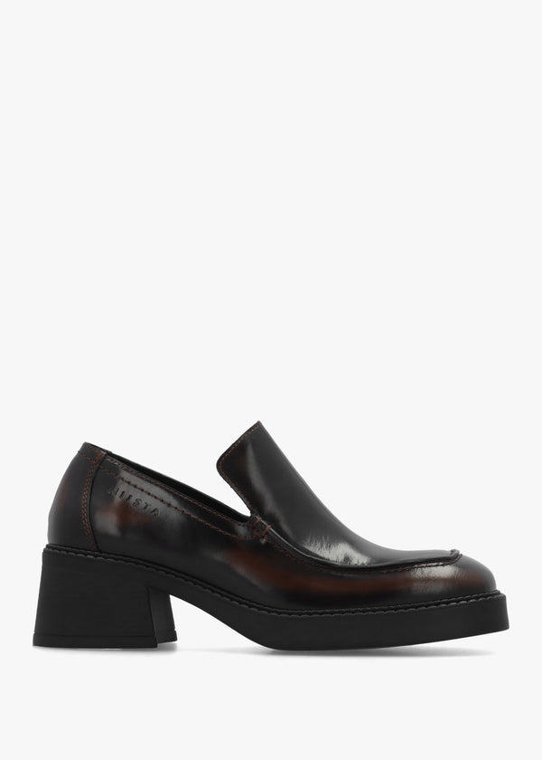 Kairon Brown Leather Block Heel Loafers