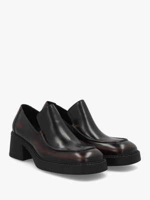 Kairon Brown Leather Block Heel Loafers