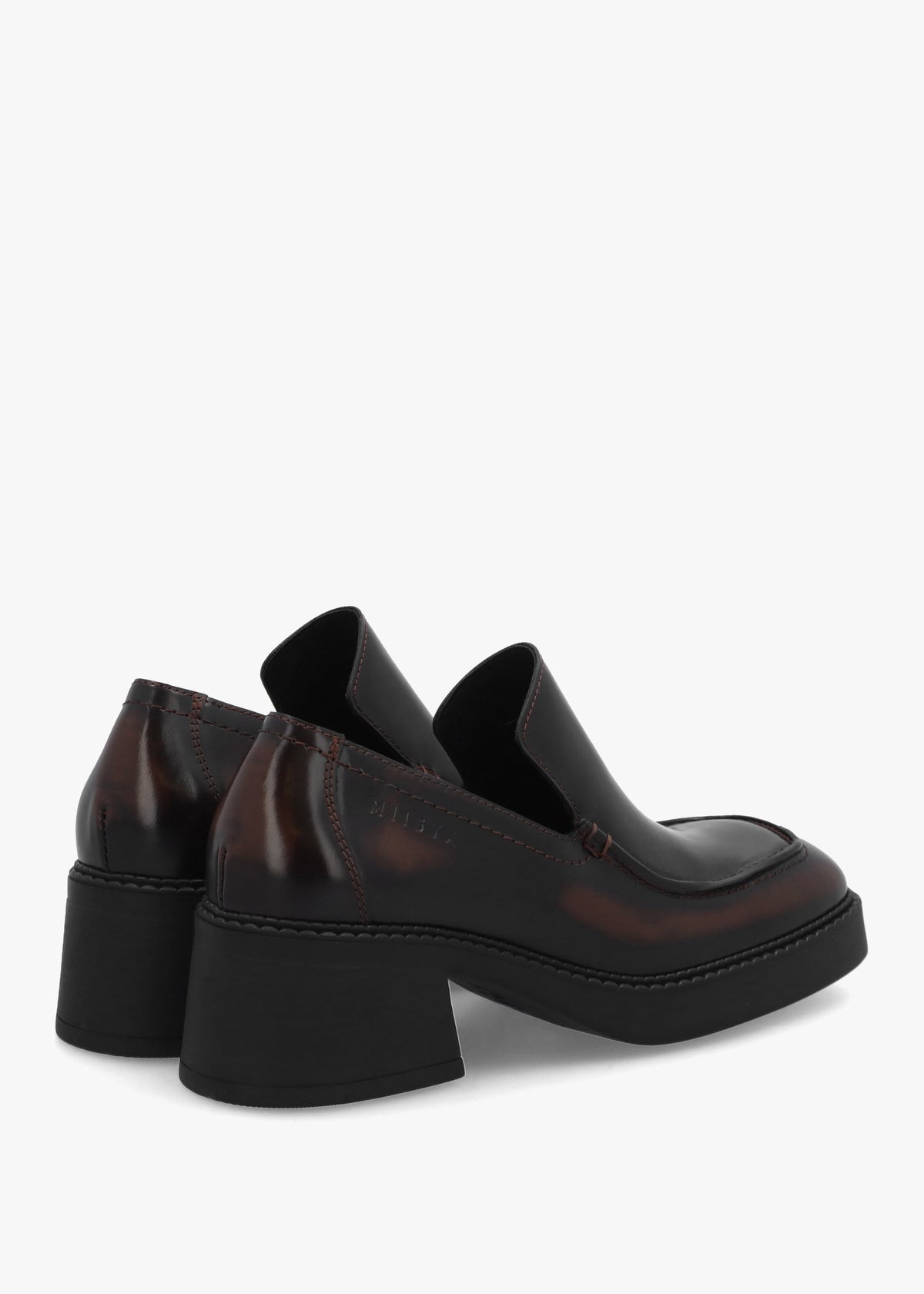 Kairon Brown Leather Block Heel Loafers