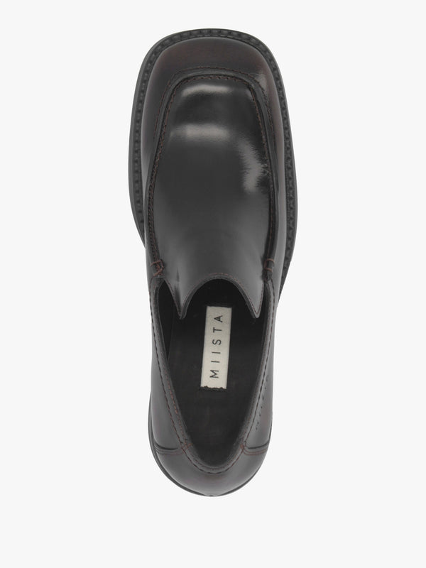 Kairon Brown Leather Block Heel Loafers