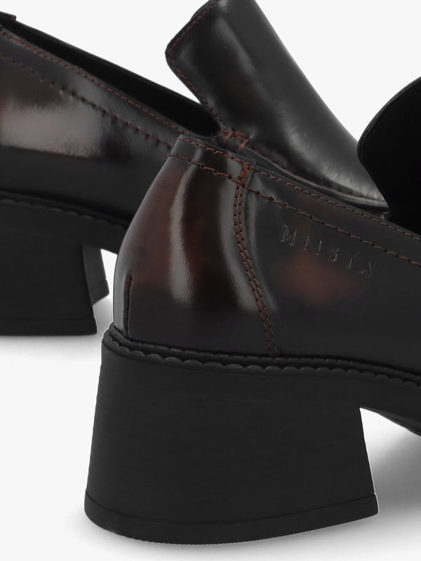 Kairon Brown Leather Block Heel Loafers