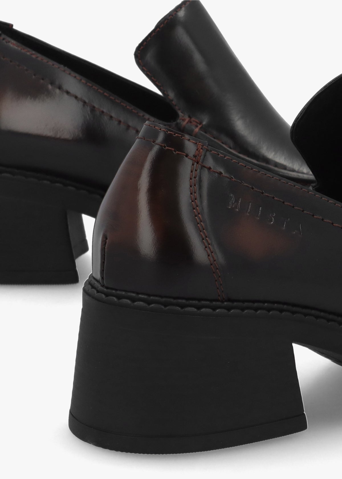 Kairon Brown Leather Block Heel Loafers