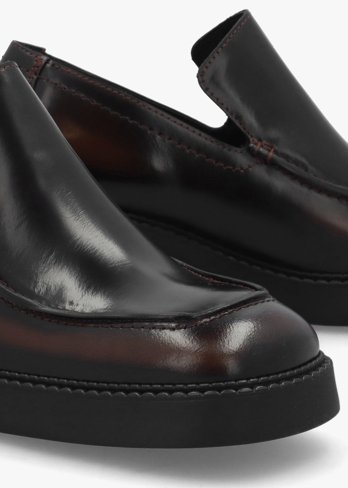 Kairon Brown Leather Block Heel Loafers