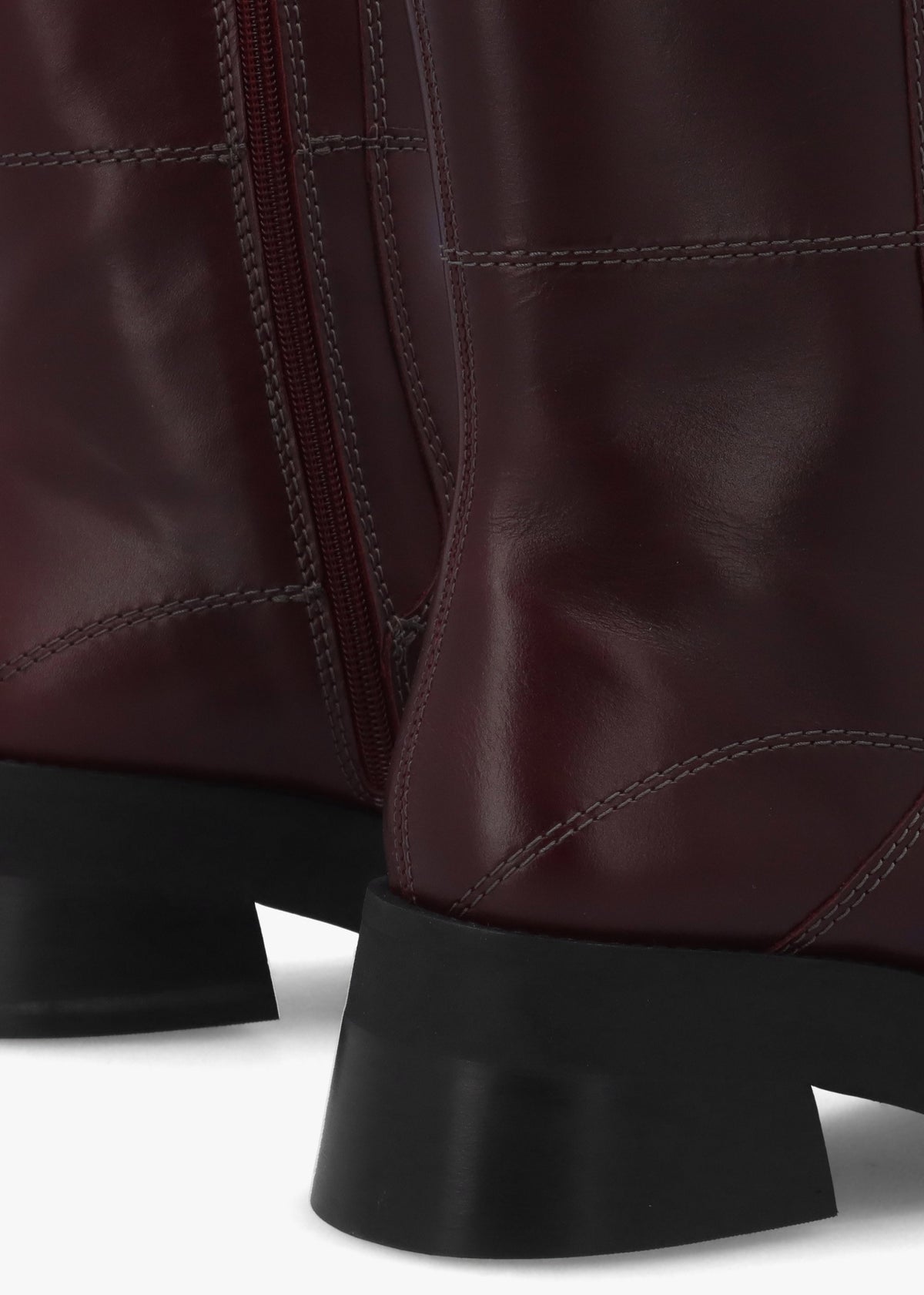 Heya Burgundy Leather Block Heel Calf Boots