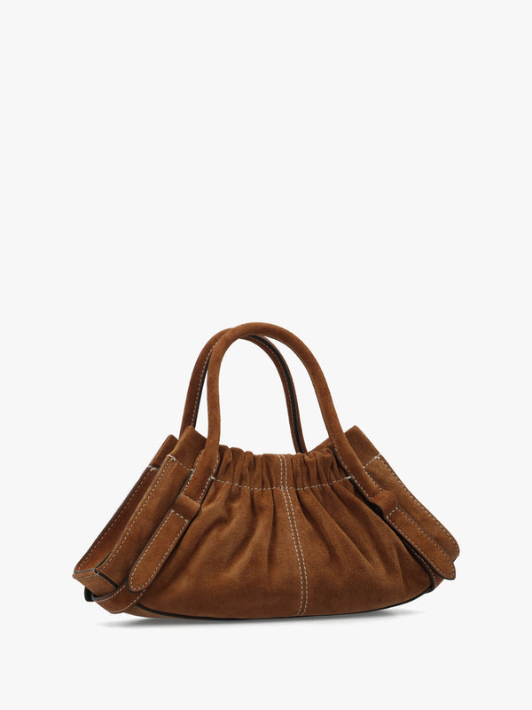 The Suede Cristina Small Copper Satchel Bag