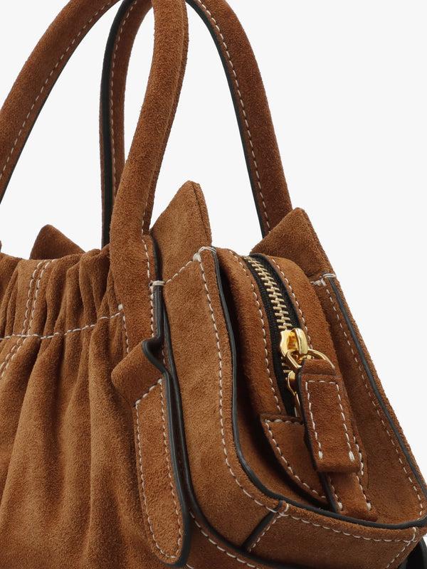 The Suede Cristina Small Copper Satchel Bag
