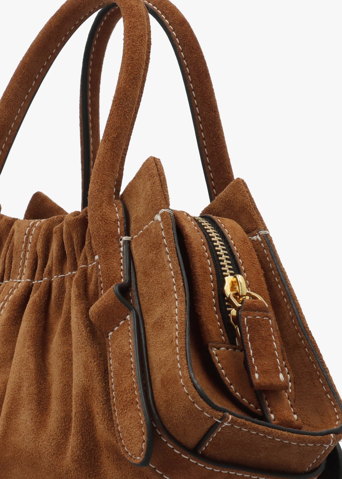 The Suede Cristina Small Copper Satchel Bag