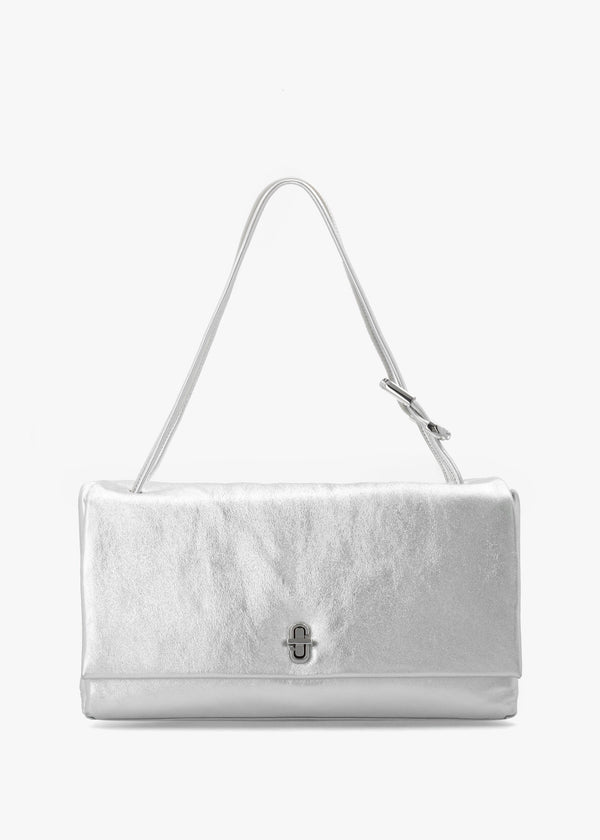 The Metallic Large Dual Silver Shoulder Bag