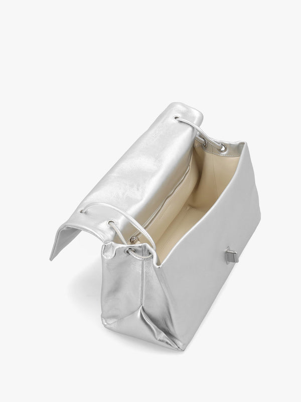 The Metallic Large Dual Silver Shoulder Bag