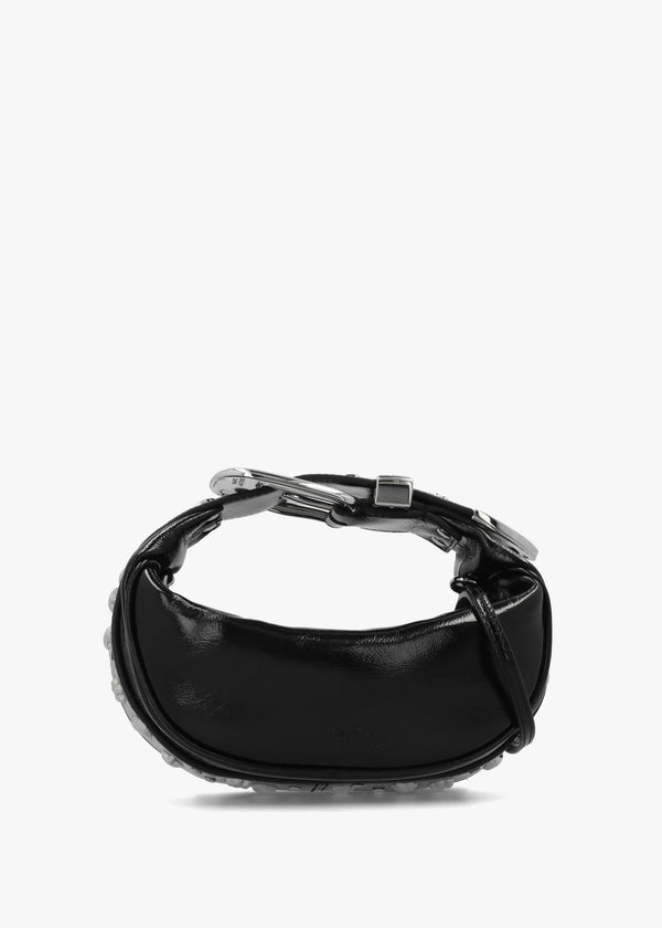 The Crinkle Patent Black Leather Party Bag
