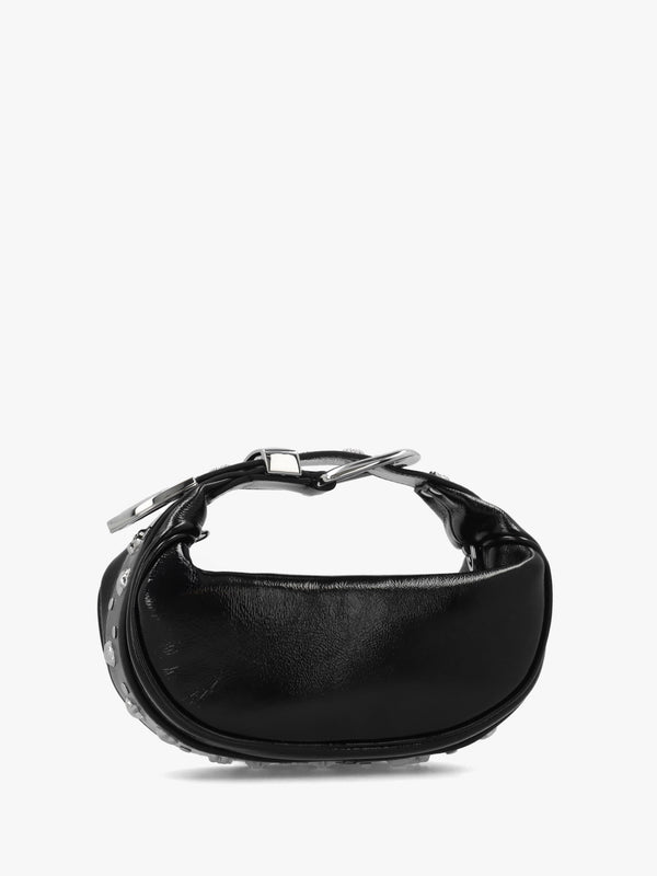 The Crinkle Patent Black Leather Party Bag