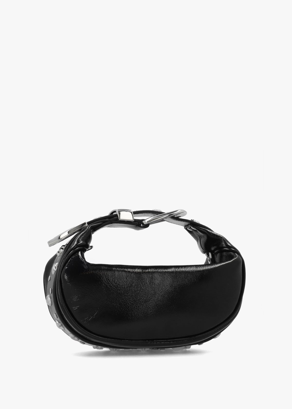 The Crinkle Patent Black Leather Party Bag