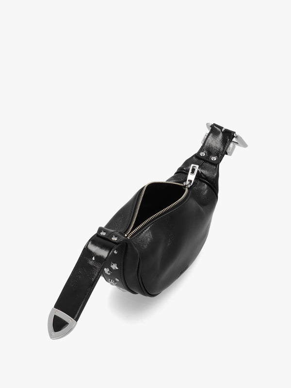 The Crinkle Patent Black Leather Party Bag