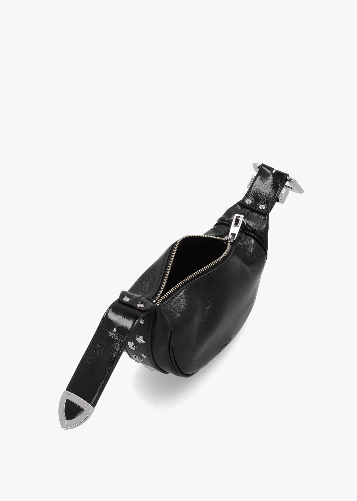 The Crinkle Patent Black Leather Party Bag