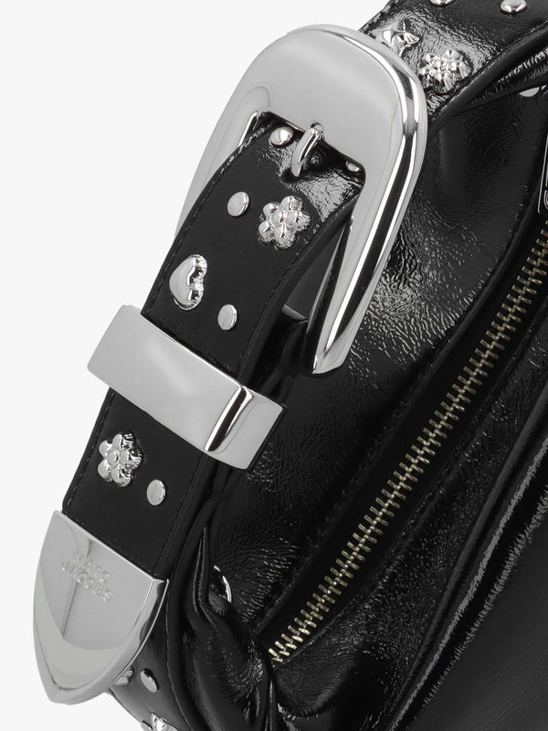 The Crinkle Patent Black Leather Party Bag