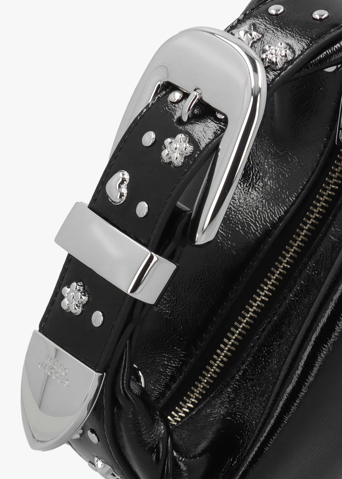 The Crinkle Patent Black Leather Party Bag