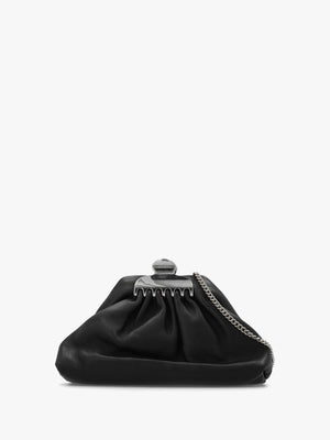 The Glam Small Black Leather Clutch Bag