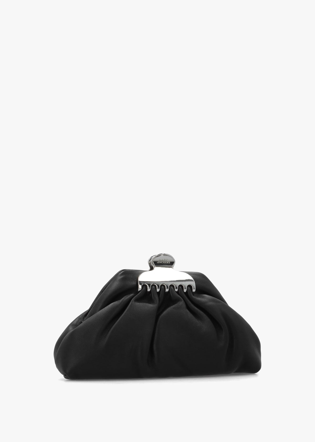 The Glam Small Black Leather Clutch Bag