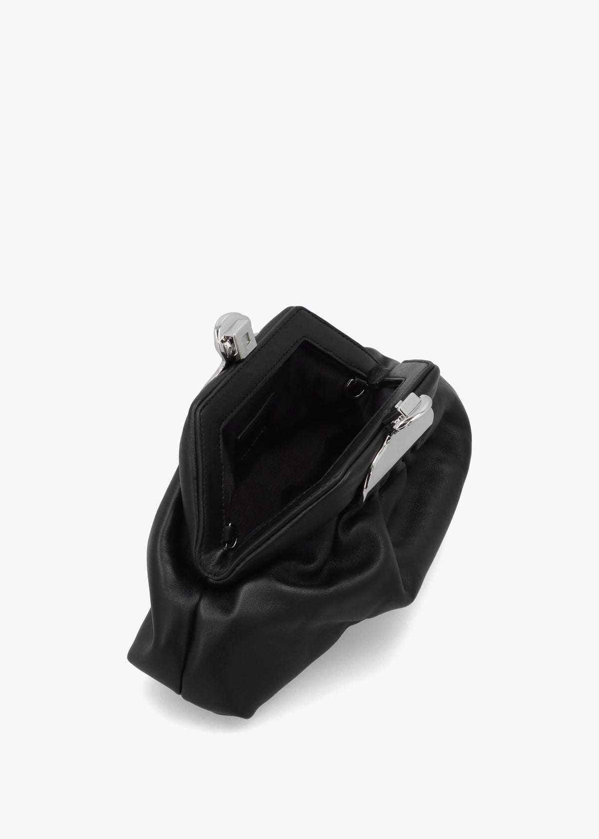 The Glam Small Black Leather Clutch Bag
