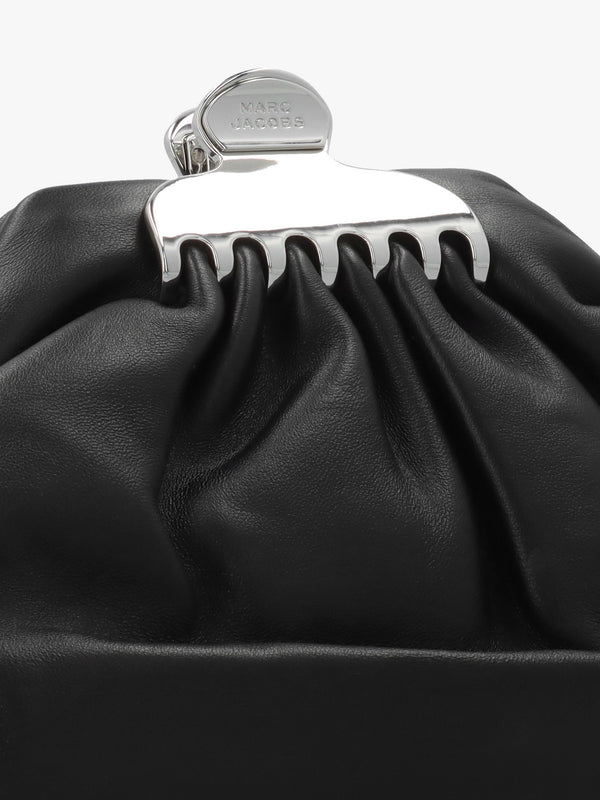 The Glam Small Black Leather Clutch Bag